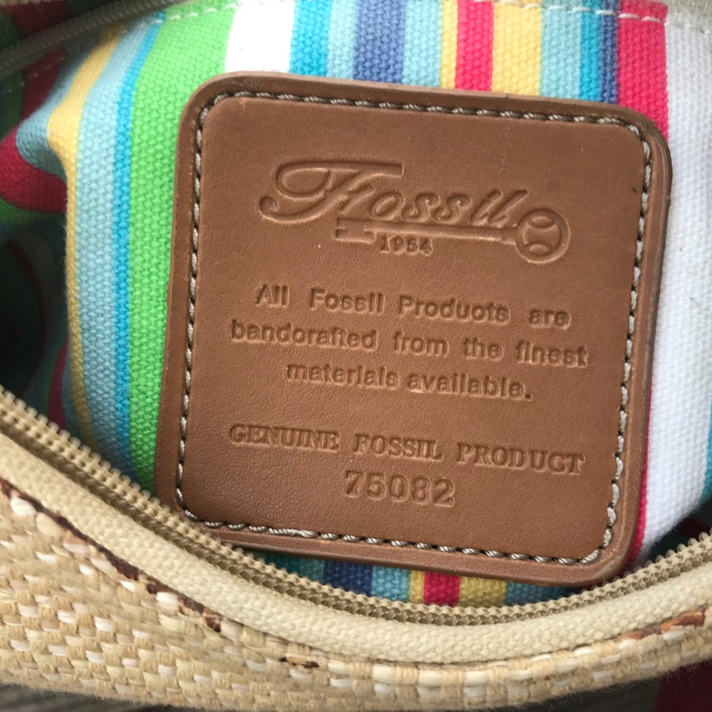 Fossil Hand Bag Purse Leather Woven Shoulder bag - Picture 6 of 8